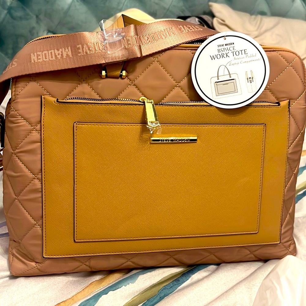 Steve Madden Work Tote/ Laptop Bag (for two laptops) Camel Color